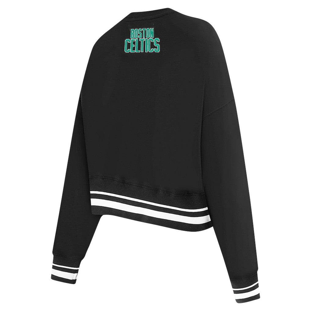 Boston Celtics Pro Standard Women's Area Code Cropped Pullover Sweatshirt Black - NBA