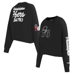 Philadelphia 76ers Pro Standard Women's Paint The City Cropped Pullover Sweatshirt Black - NBA