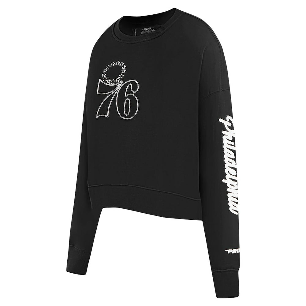 Philadelphia 76ers Pro Standard Women's Paint The City Cropped Pullover Sweatshirt Black - NBA