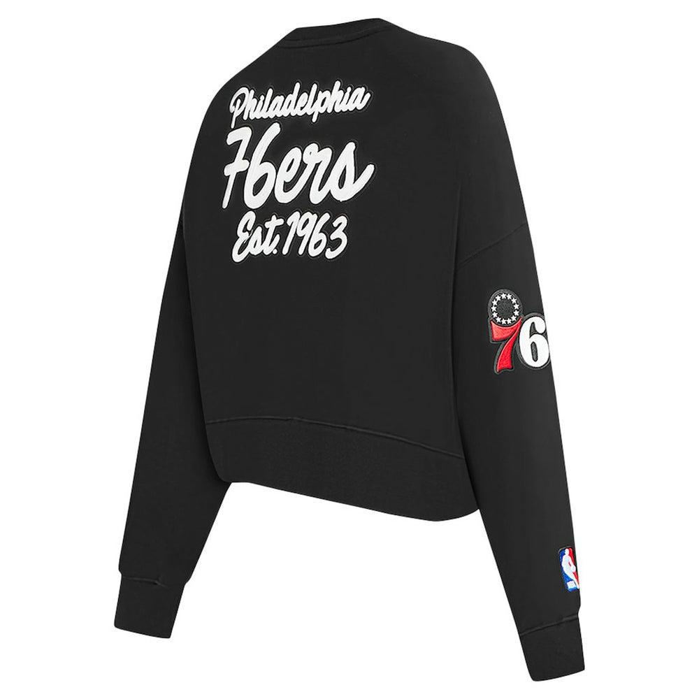 Philadelphia 76ers Pro Standard Women's Paint The City Cropped Pullover Sweatshirt Black - NBA