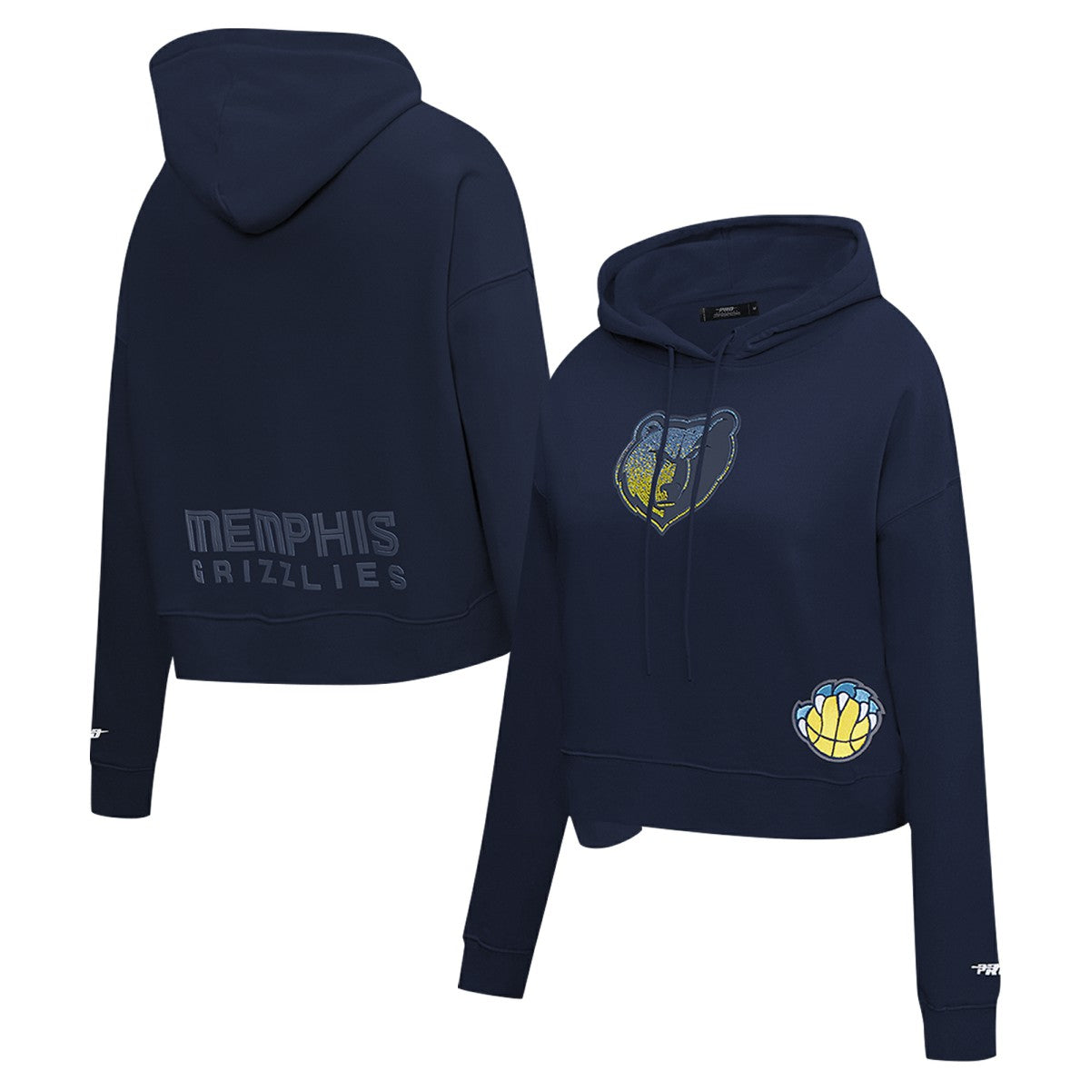 Memphis Grizzlies Pro Standard Women's Jewels Cropped Pullover Hoodie Navy - NBA