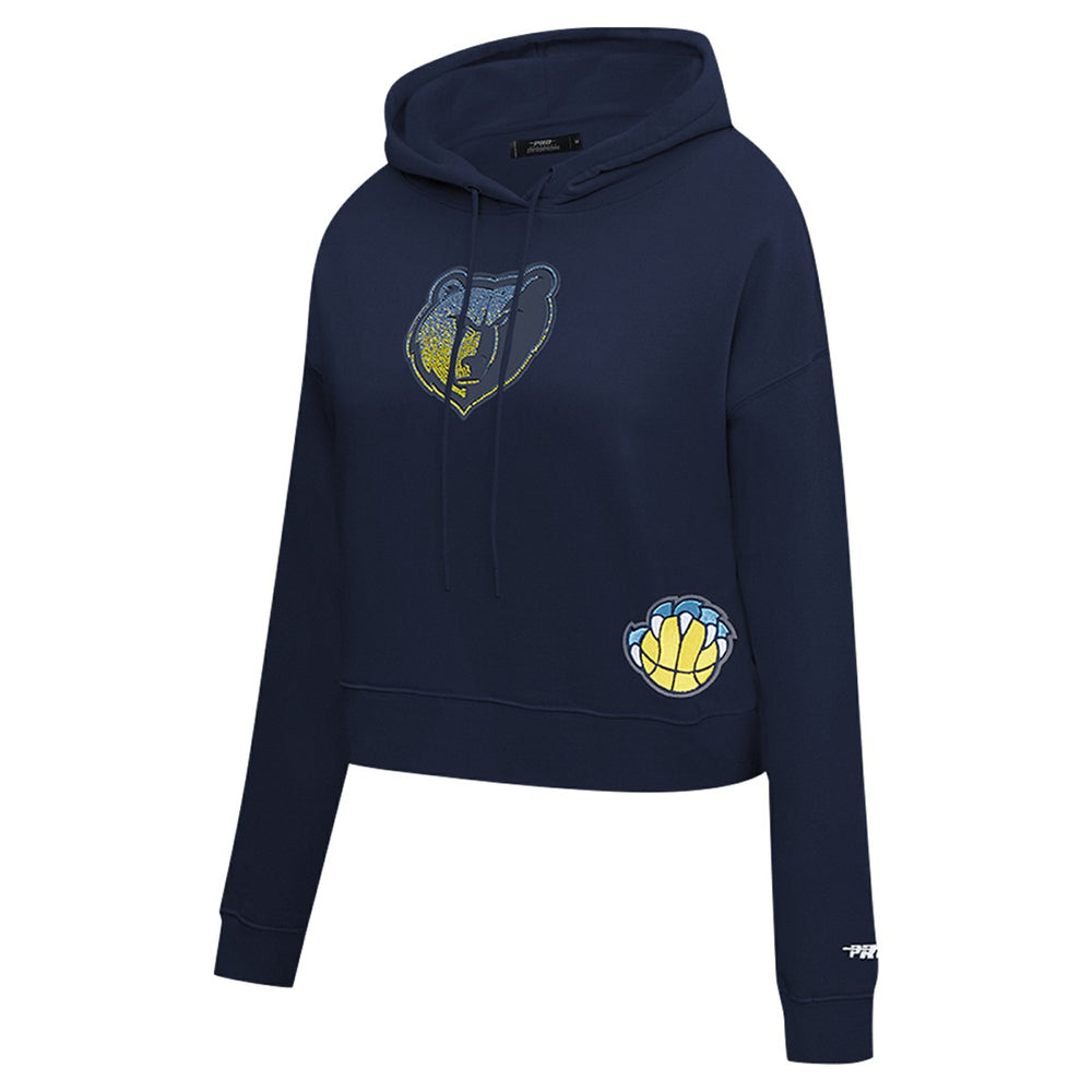 Memphis Grizzlies Pro Standard Women's Jewels Cropped Pullover Hoodie Navy - NBA