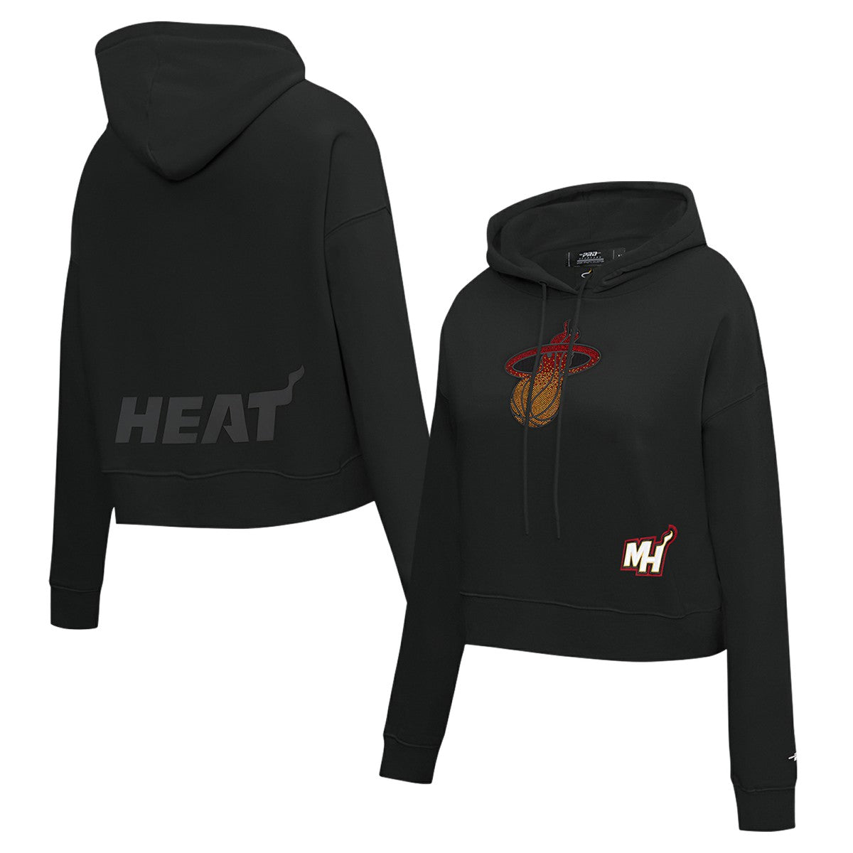 Miami Heat Pro Standard Women's Jewels Cropped Pullover Hoodie Black - NBA