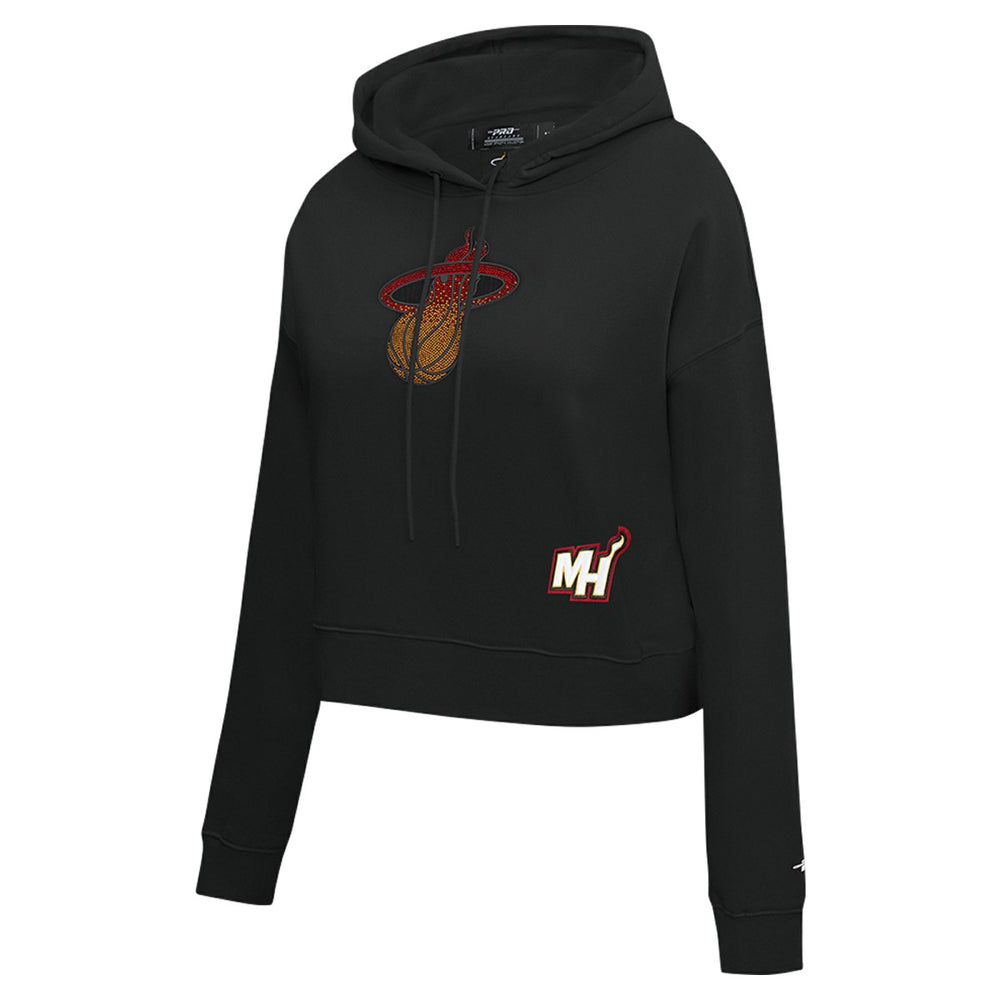 Miami Heat Pro Standard Women's Jewels Cropped Pullover Hoodie Black - NBA