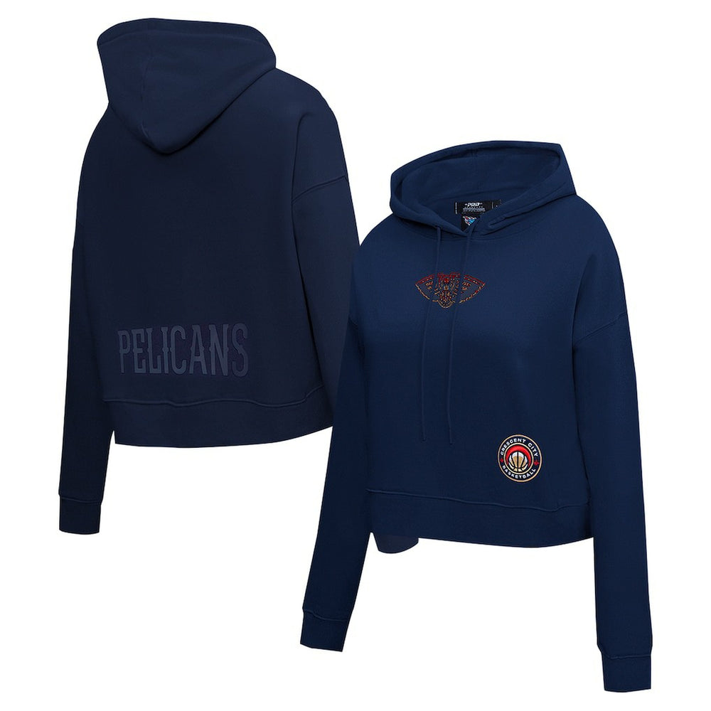 New Orleans Pelicans Pro Standard Women's Jewels Cropped Pullover Hoodie Navy - NBA