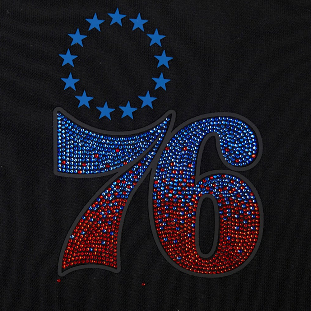 Philadelphia 76ers Pro Standard Women's Jewels Cropped Pullover Hoodie Black - NBA