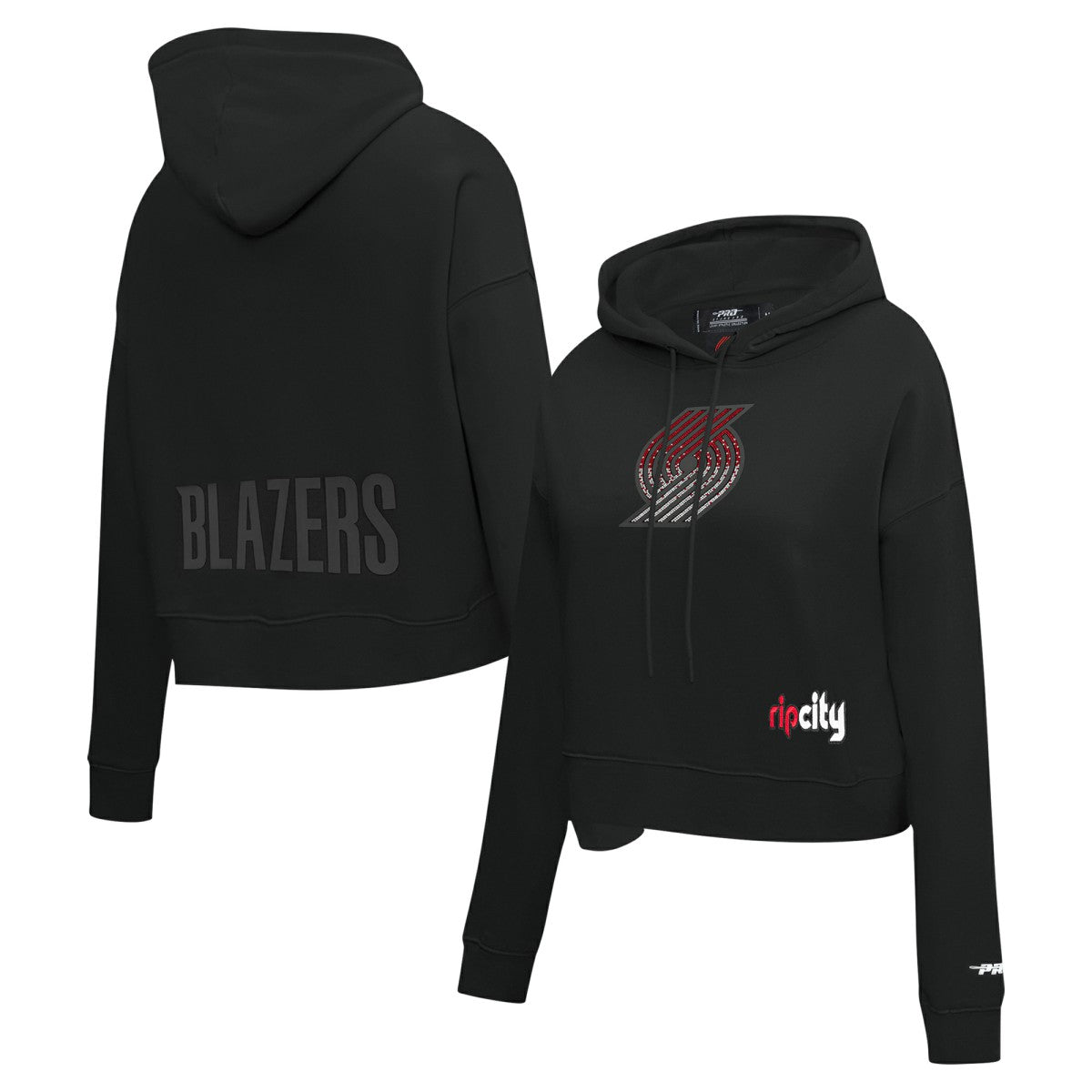 Portland Trail Blazers Pro Standard Women's Jewels Cropped Pullover Hoodie Black - NBA
