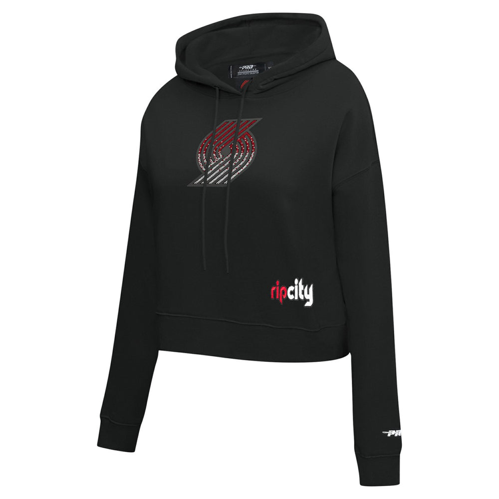Portland Trail Blazers Pro Standard Women's Jewels Cropped Pullover Hoodie Black - NBA