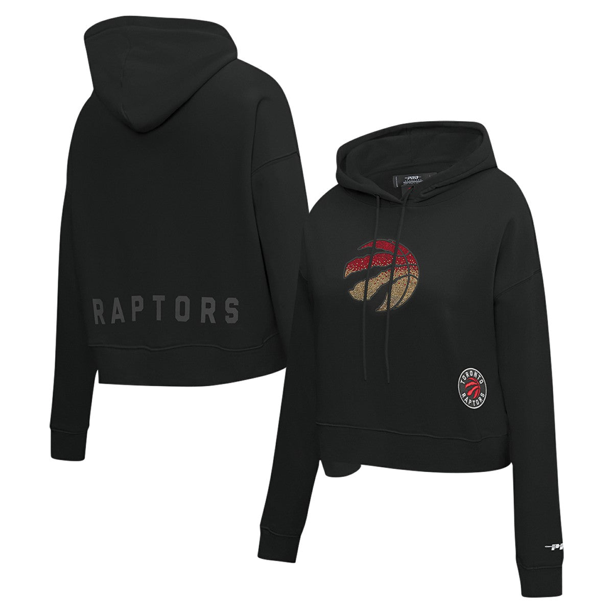 Toronto Raptors Pro Standard Women's Jewels Cropped Pullover Hoodie Black - NBA