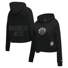 Brooklyn Nets Pro Standard Women's Jewels Cropped Pullover Hoodie Black - NBA