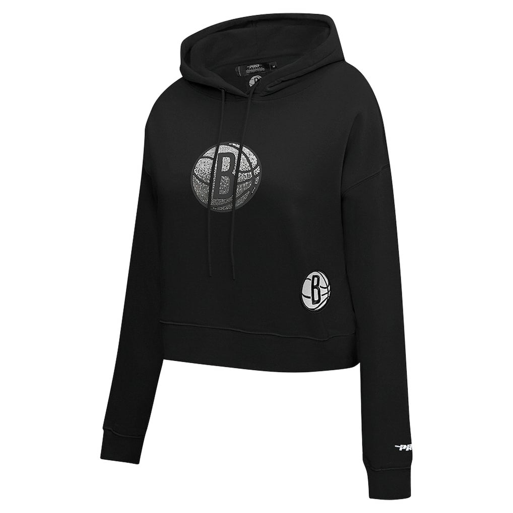 Brooklyn Nets Pro Standard Women's Jewels Cropped Pullover Hoodie Black - NBA