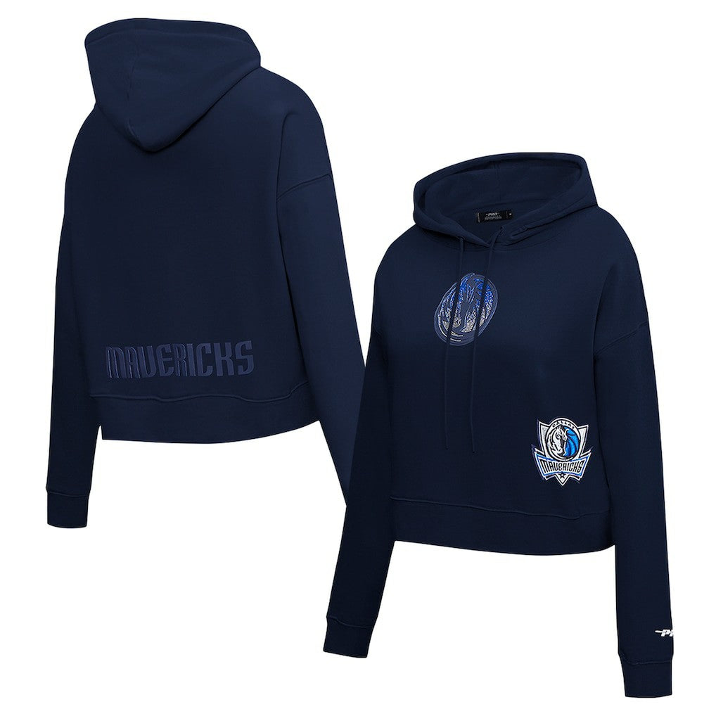 Dallas Mavericks Pro Standard Women's Jewels Cropped Pullover Hoodie Navy - NBA