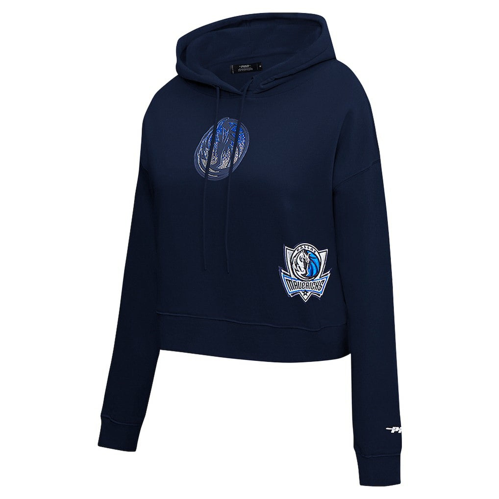 Dallas Mavericks Pro Standard Women's Jewels Cropped Pullover Hoodie Navy - NBA