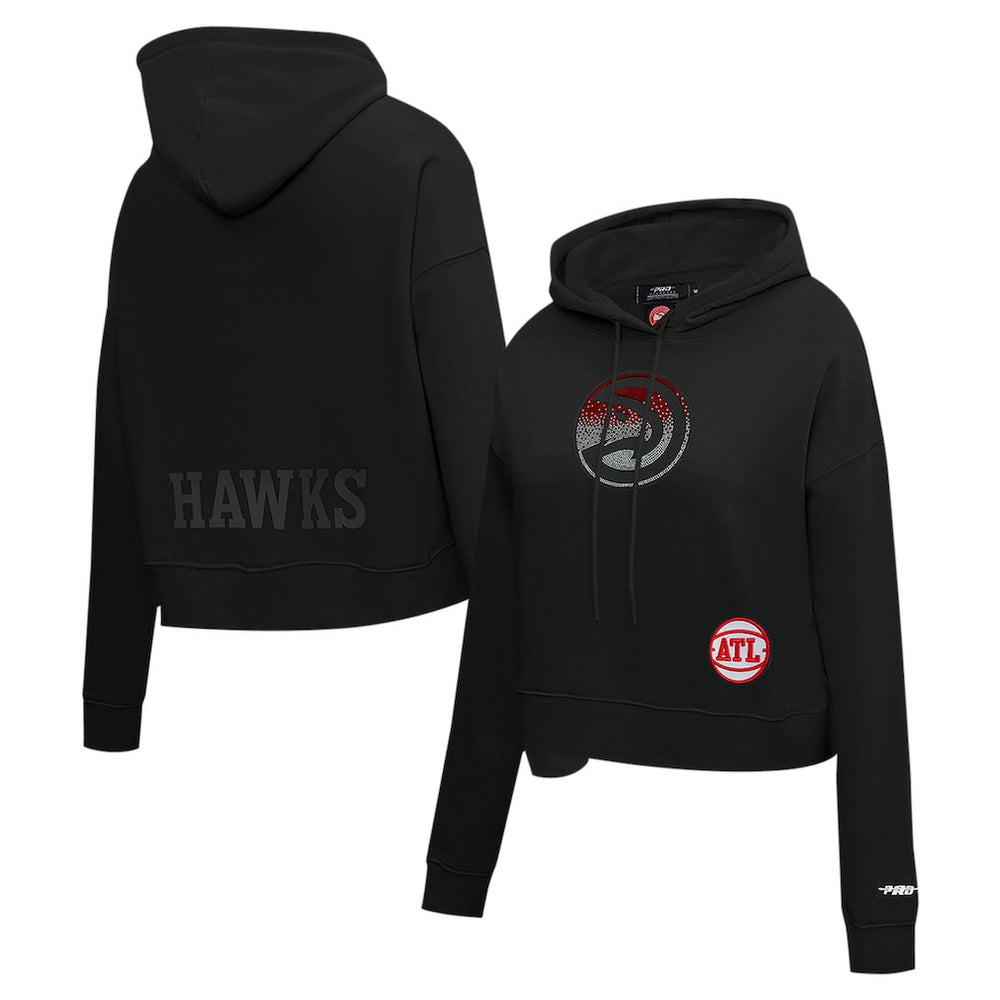 Atlanta Hawks Pro Standard Women's Jewels Cropped Pullover Hoodie Black - NBA