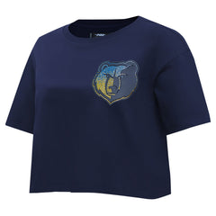 Memphis Grizzlies Pro Standard Women's Jewels Boxy Cropped T-Shirt Navy - NBA