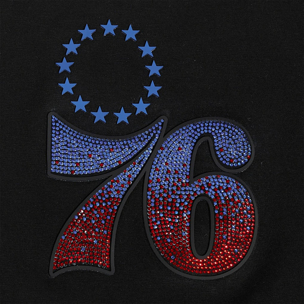 Philadelphia 76ers Pro Standard Women's Jewels Boxy Cropped T-Shirt Black - NBA