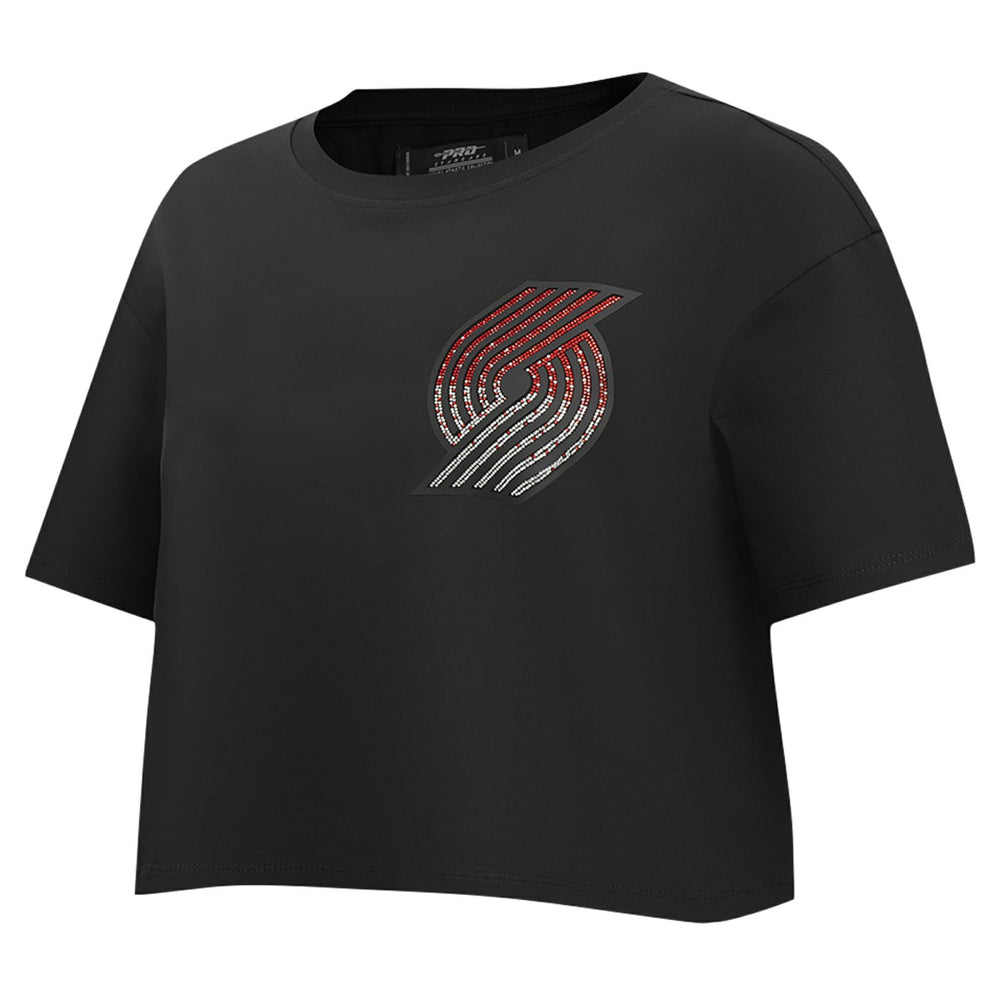 Portland Trail Blazers Pro Standard Women's Jewels Boxy Cropped T-Shirt Black - NBA
