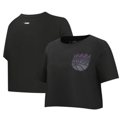 Sacramento Kings Pro Standard Women's Jewels Boxy Cropped T-Shirt Black - NBA