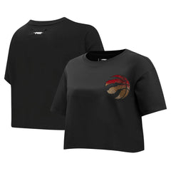 Toronto Raptors Pro Standard Women's Jewels Boxy Cropped T-Shirt Black - NBA
