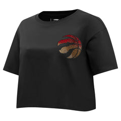 Toronto Raptors Pro Standard Women's Jewels Boxy Cropped T-Shirt Black - NBA