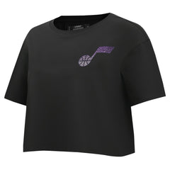 Utah Jazz Pro Standard Women's Jewels Boxy Cropped T-Shirt Black - NBA