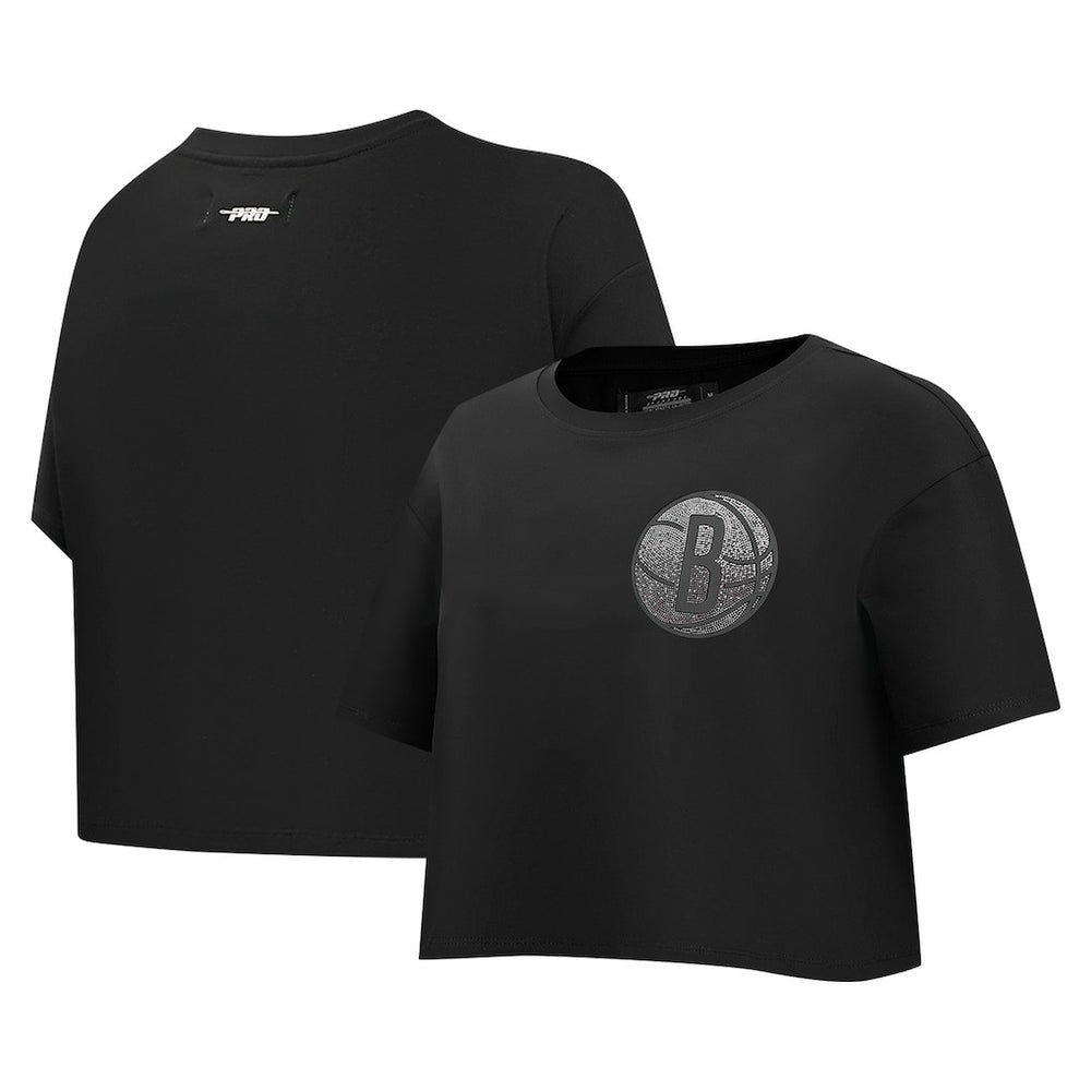Brooklyn Nets Pro Standard Women's Jewels Boxy Cropped T-Shirt Black - NBA