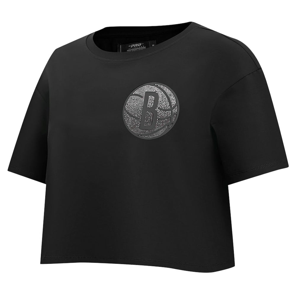 Brooklyn Nets Pro Standard Women's Jewels Boxy Cropped T-Shirt Black - NBA