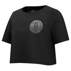 Brooklyn Nets Pro Standard Women's Jewels Boxy Cropped T-Shirt Black - NBA