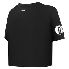Brooklyn Nets Pro Standard Women's Jewels Boxy Cropped T-Shirt Black - NBA