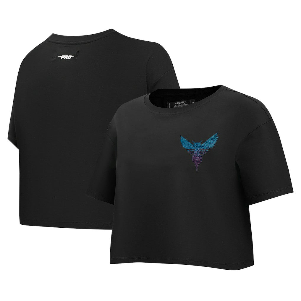 Charlotte Hornets Pro Standard Women's Jewels Boxy Cropped T-Shirt Black - NBA