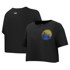 Golden State Warriors Pro Standard Women's Jewels Boxy Cropped T-Shirt Black - NBA