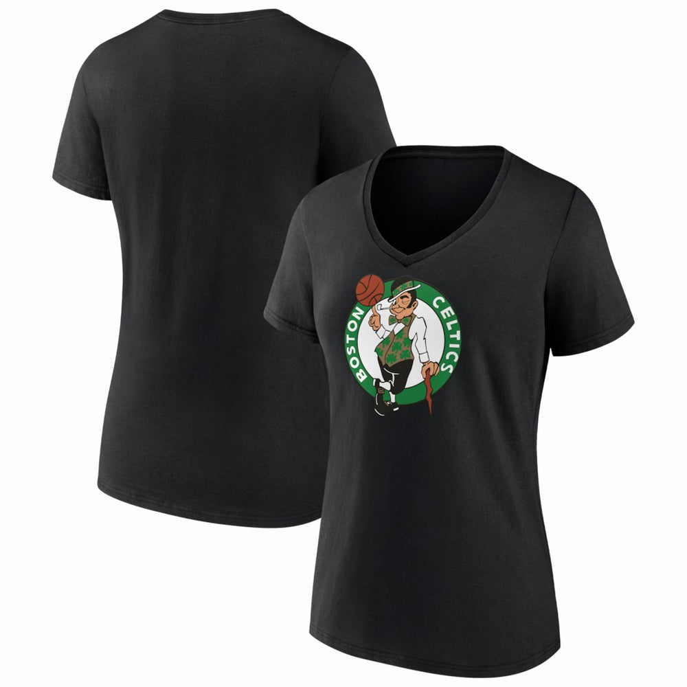 Boston Celtics Women's Primary Logo V-Neck T-Shirt Black - NBA
