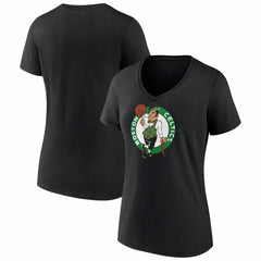 Boston Celtics Women's Primary Logo V-Neck T-Shirt Black - NBA