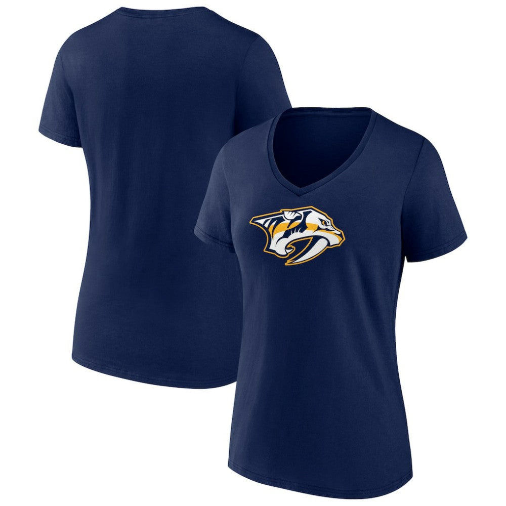 Nashville Predators Women's Primary Logo V-Neck T-Shirt - Navy - NHL