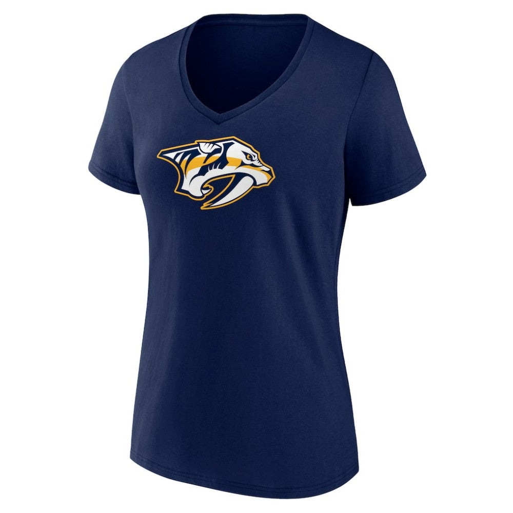 Nashville Predators Women's Primary Logo V-Neck T-Shirt - Navy - NHL