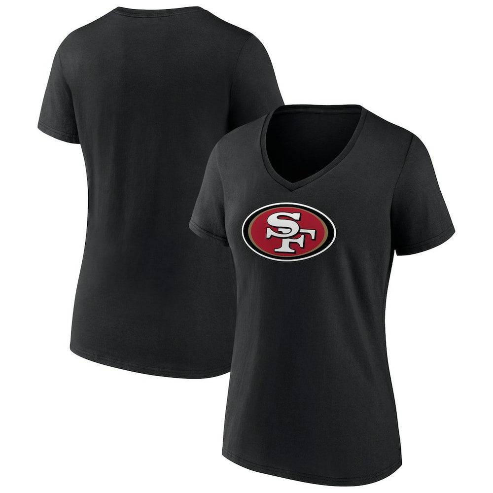 San Francisco 49ers Women's Primary Logo V-Neck T-Shirt Black | NFL