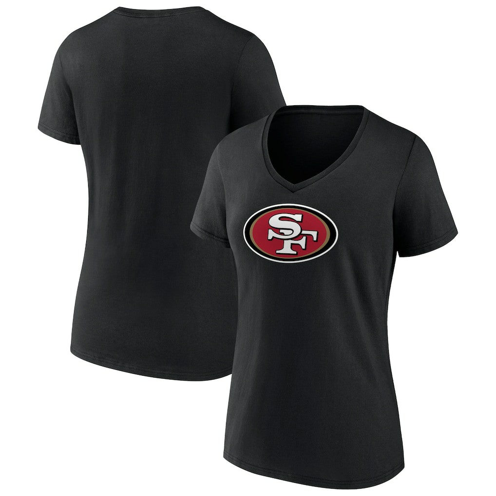 San Francisco 49ers Women's Primary Logo V-Neck T-Shirt Black | NFL