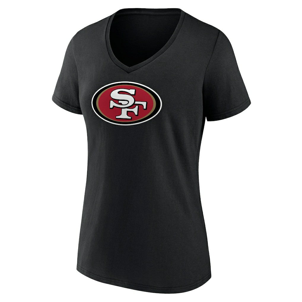 San Francisco 49ers Women's Primary Logo V-Neck T-Shirt Black | NFL