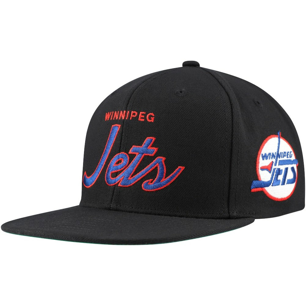 Winnipeg Jets Mitchell & Ness Core Team Script 2.0 Snapback Hat - Black - NHL