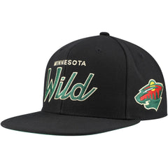 Minnesota Wild Mitchell & Ness Core Team Script 2.0 Snapback Hat - Black - NHL