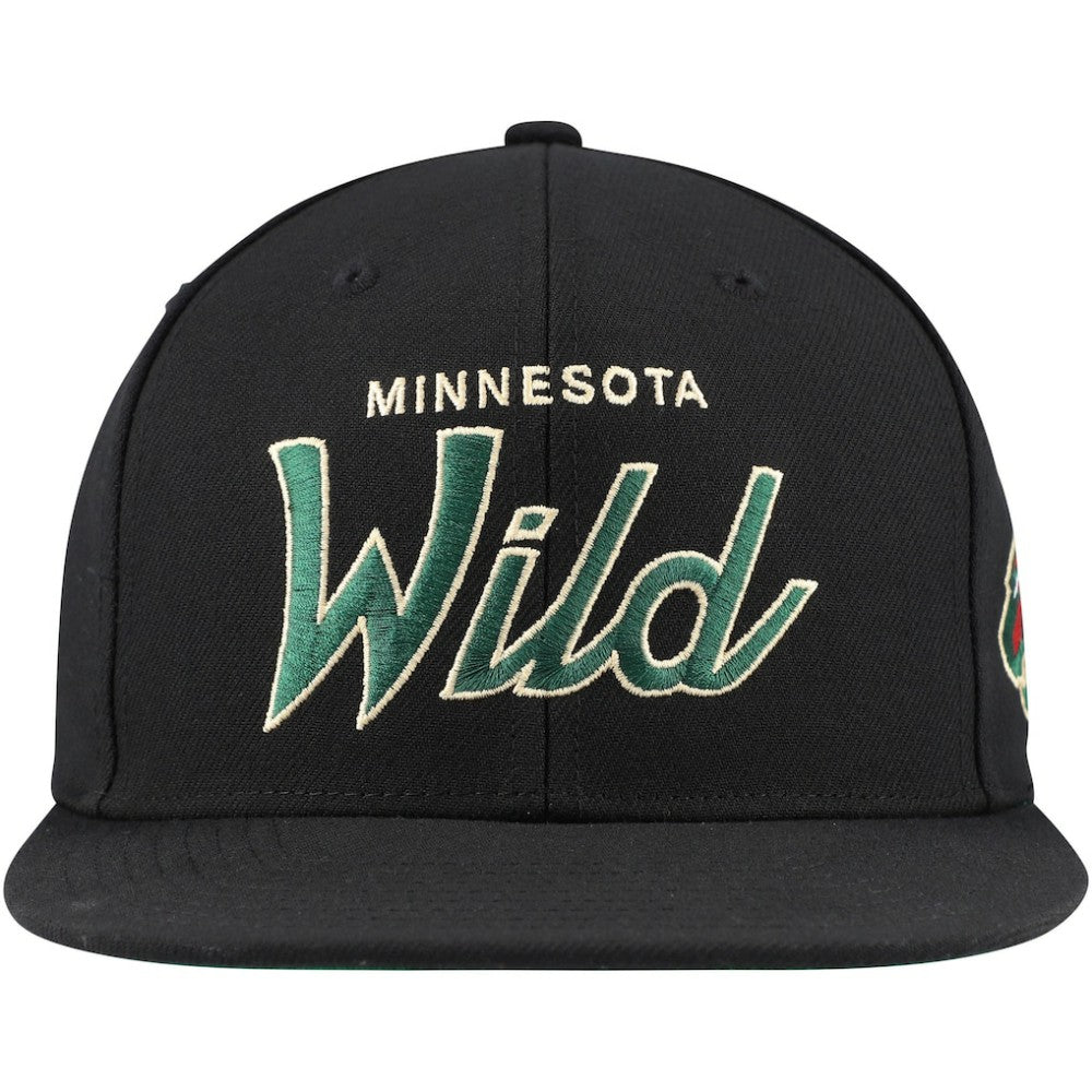 Minnesota Wild Mitchell & Ness Core Team Script 2.0 Snapback Hat - Black - NHL