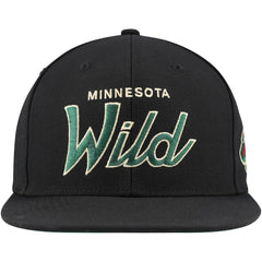 Minnesota Wild Mitchell & Ness Core Team Script 2.0 Snapback Hat - Black - NHL