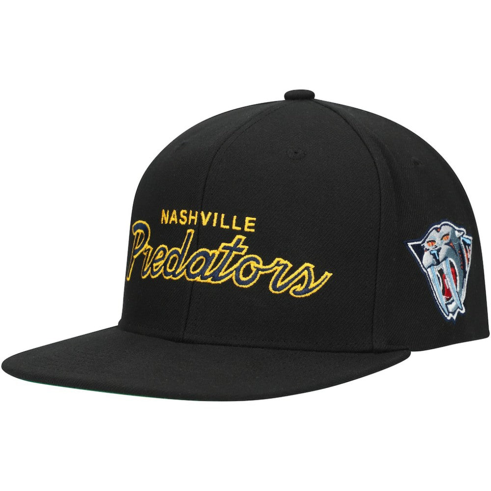 Nashville Predators Mitchell & Ness Core Team Script 2.0 Snapback Hat - Black - NHL