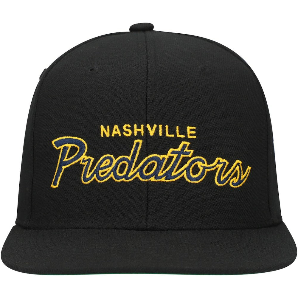 Nashville Predators Mitchell & Ness Core Team Script 2.0 Snapback Hat - Black - NHL