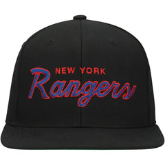 New York Rangers Mitchell & Ness Core Team Script 2.0 Snapback Hat - Black - NHL