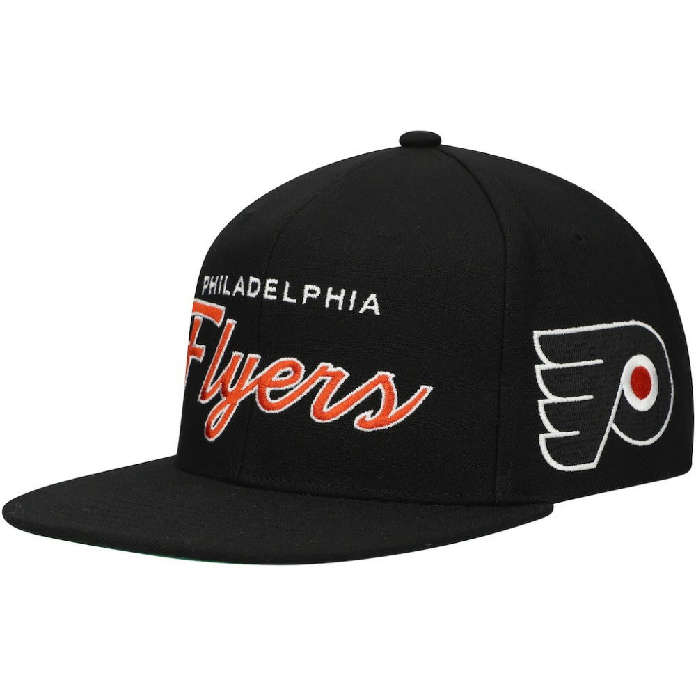 Philadelphia Flyers Mitchell & Ness Core Team Script 2.0 Snapback Hat - Black - NHL