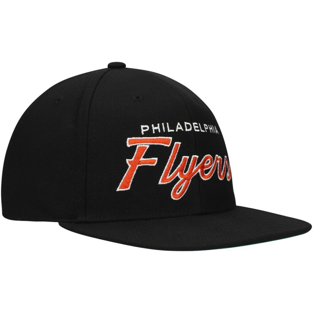 Philadelphia Flyers Mitchell & Ness Core Team Script 2.0 Snapback Hat - Black - NHL