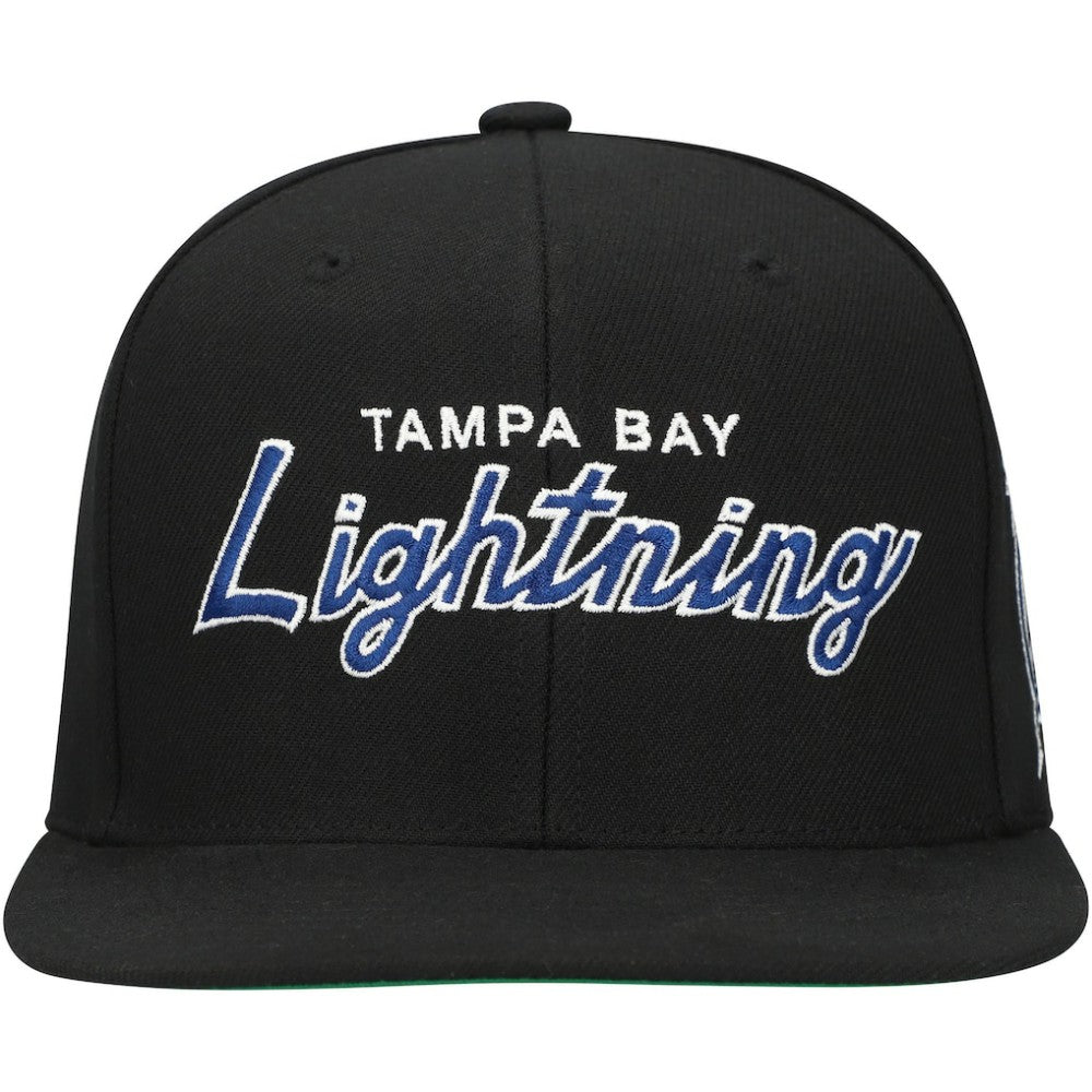 Tampa Bay Lightning Mitchell & Ness Core Team Script 2.0 Snapback Hat - Black - NHL