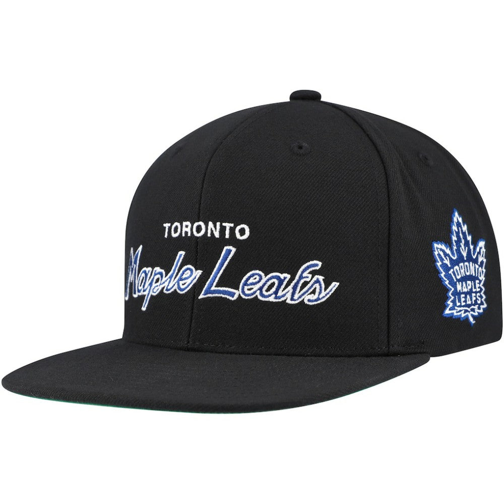 Toronto Maple Leafs Mitchell & Ness Core Team Script 2.0 Snapback Hat - Black - NHL