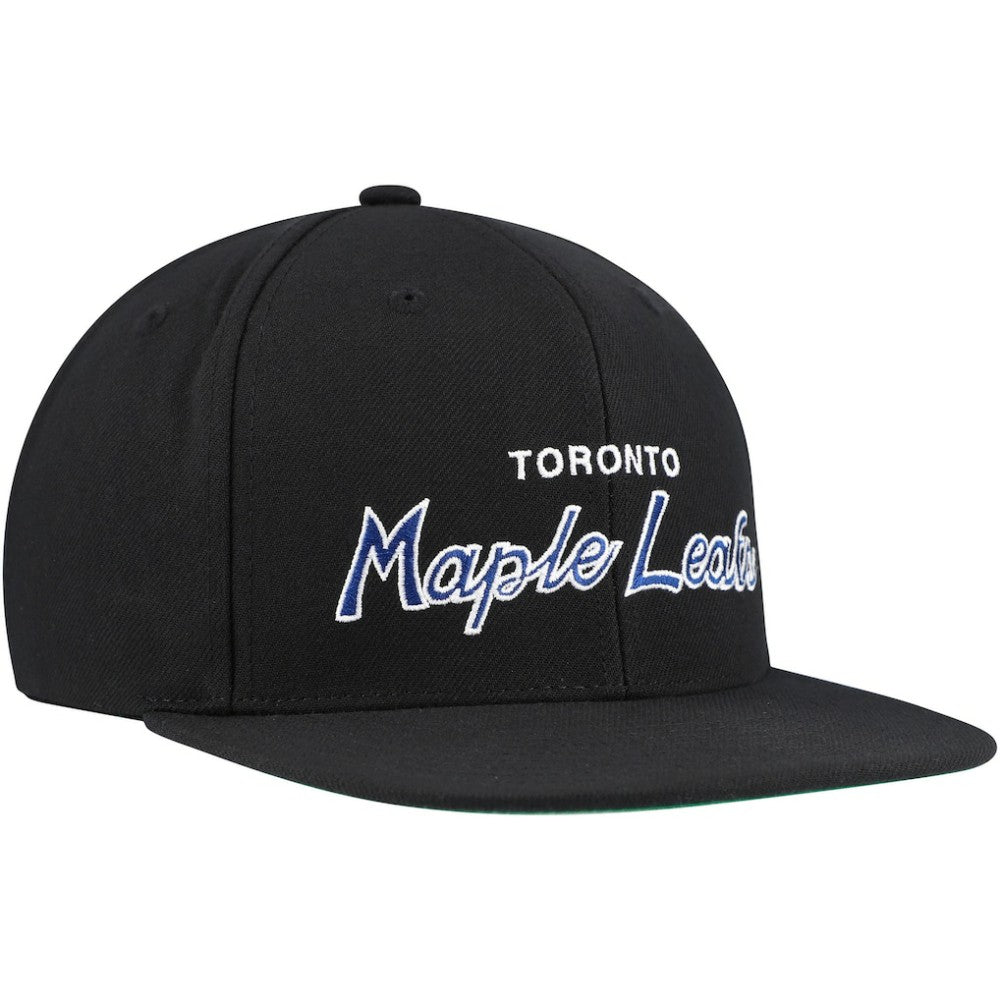 Toronto Maple Leafs Mitchell & Ness Core Team Script 2.0 Snapback Hat - Black - NHL